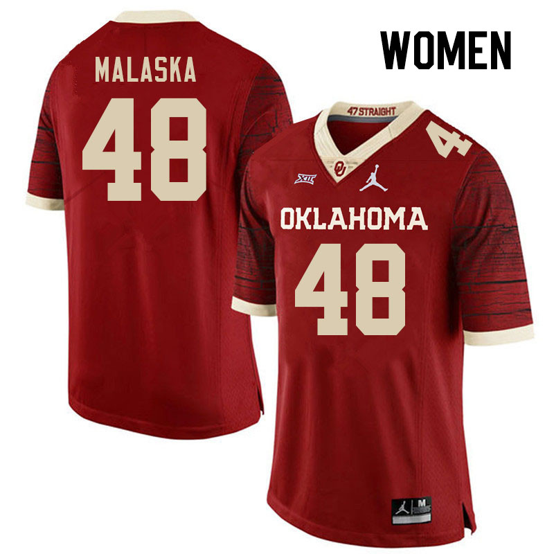 Women #48 Jocelyn Malaska Oklahoma Sooners College Football Jerseys Stitched-Retro